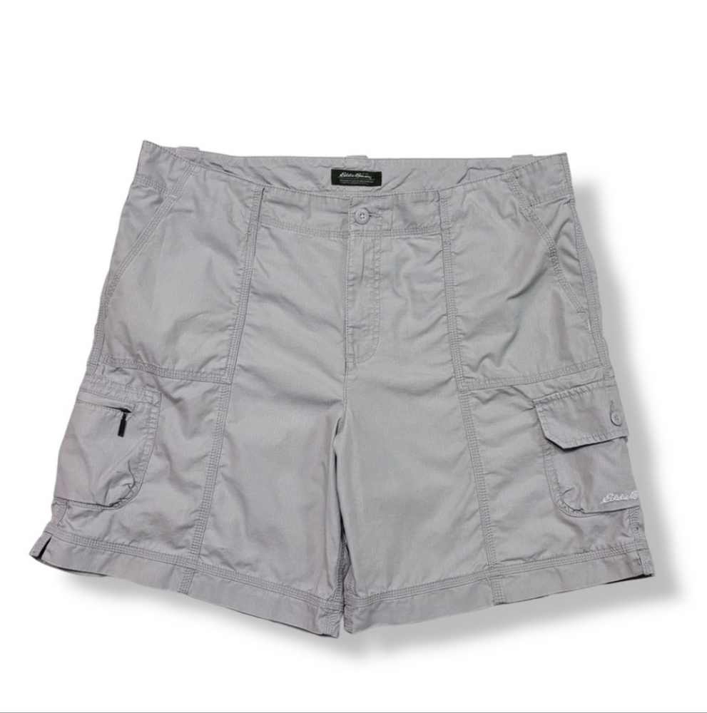 EDDIE BAUER Grey Cotton Cargo Shorts 8” Inseam